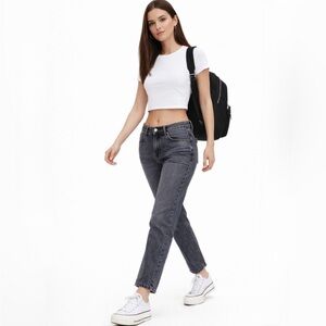 RAG & BONE Dre Low-Rise Boyfriend Ankle Crop Jeans Onyx Gray Sz 25💛